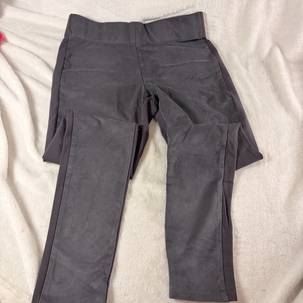 Mud Pie‎ Charcoal Gray Faux Suede Mixed Media Moto Leggings Sm Minimalist EUC